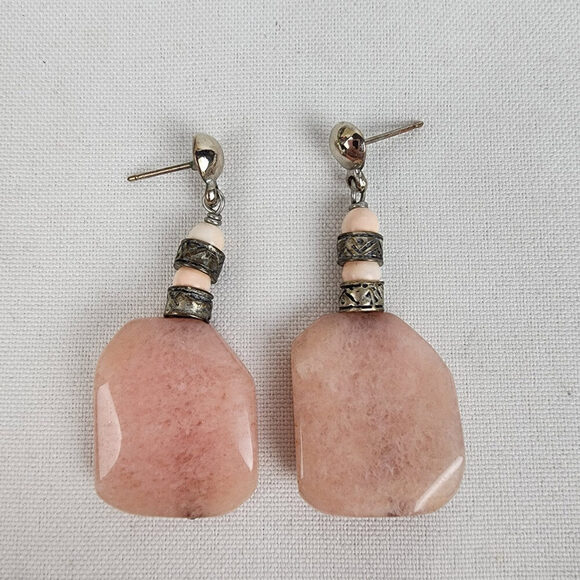 Pink Natural Stone Drop Earrings - Picture 1 of 4